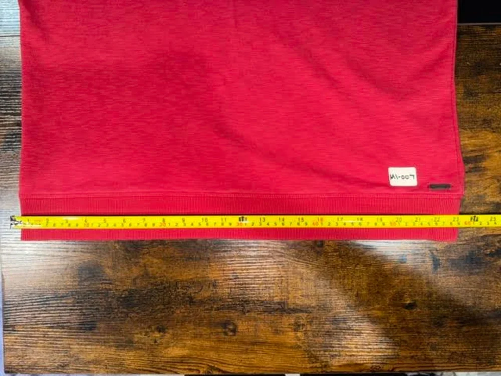 Eddie Bauer Red Knit Henley Hoodie - Button Placket Pullover Sweatshirt Men XL